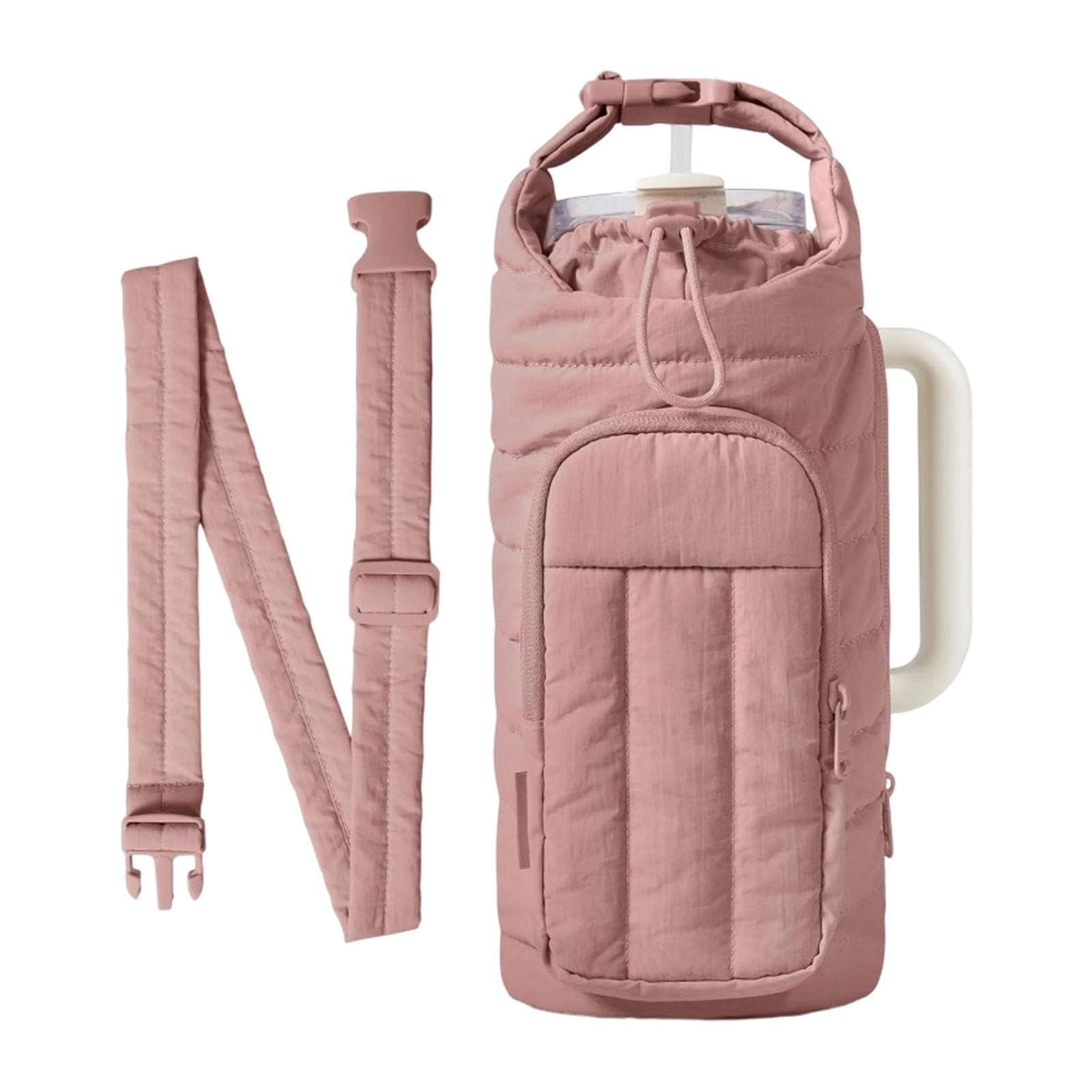Hsioluted Outdoors Sports Insulated Water Bottle Crossbody Bag Large Capacity Sturdy Fabric Carriers for Hiking Travel Thermal Cup Holders Water Bottle Carrier Bag