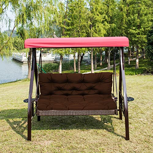 Coussin de banc de jardin marron 120x100x10 cm imperméable et lavable avec dossier