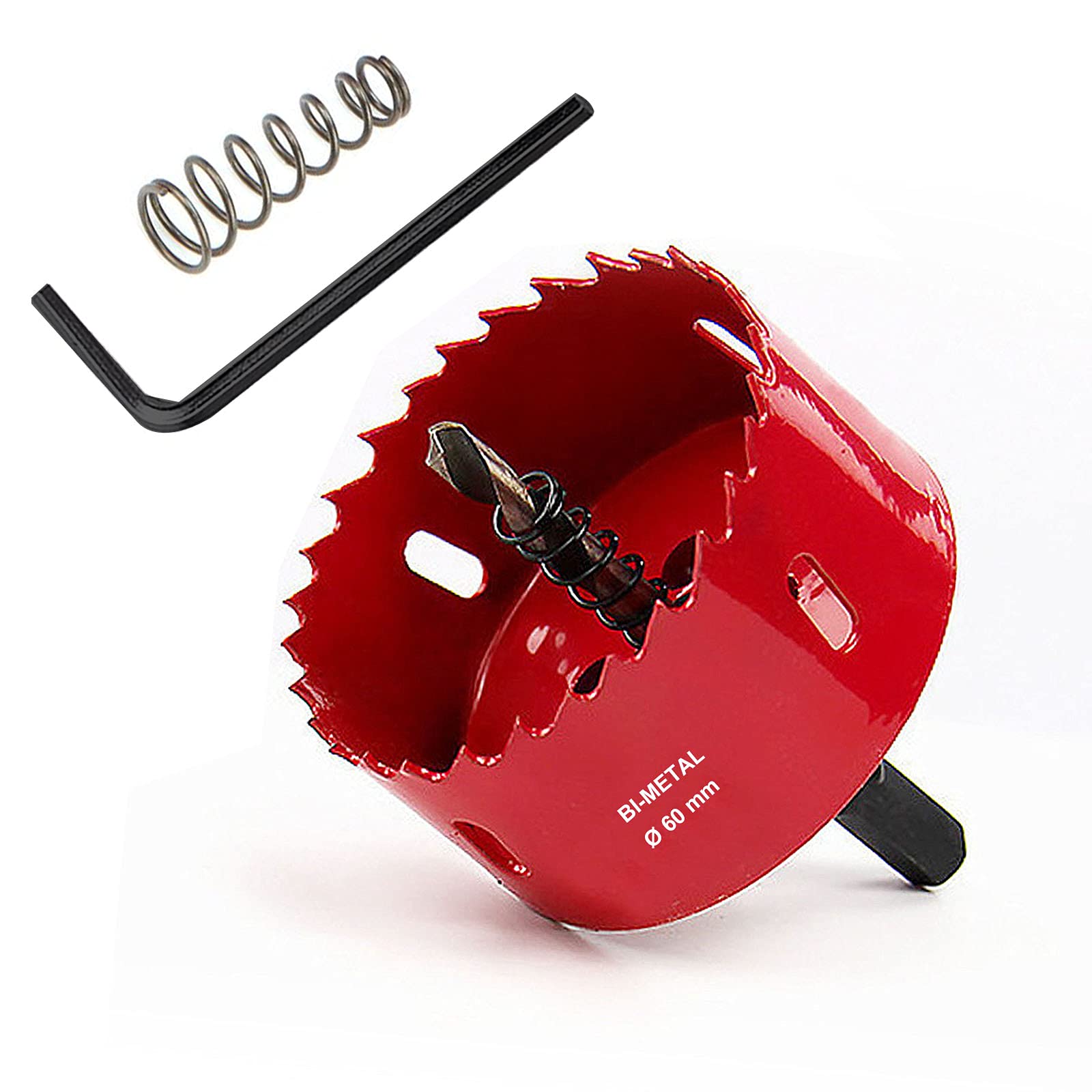SagaSave 60mm HSS Bi-Metal Hole Saw with Corn Hole Drilling Cutter, Hole Cutter for Stainless Steel,Metal,Wood,Plastic,Drywall,Fiberboard,2.36inch 1PCS - 60mm / 2.36 inch - Red