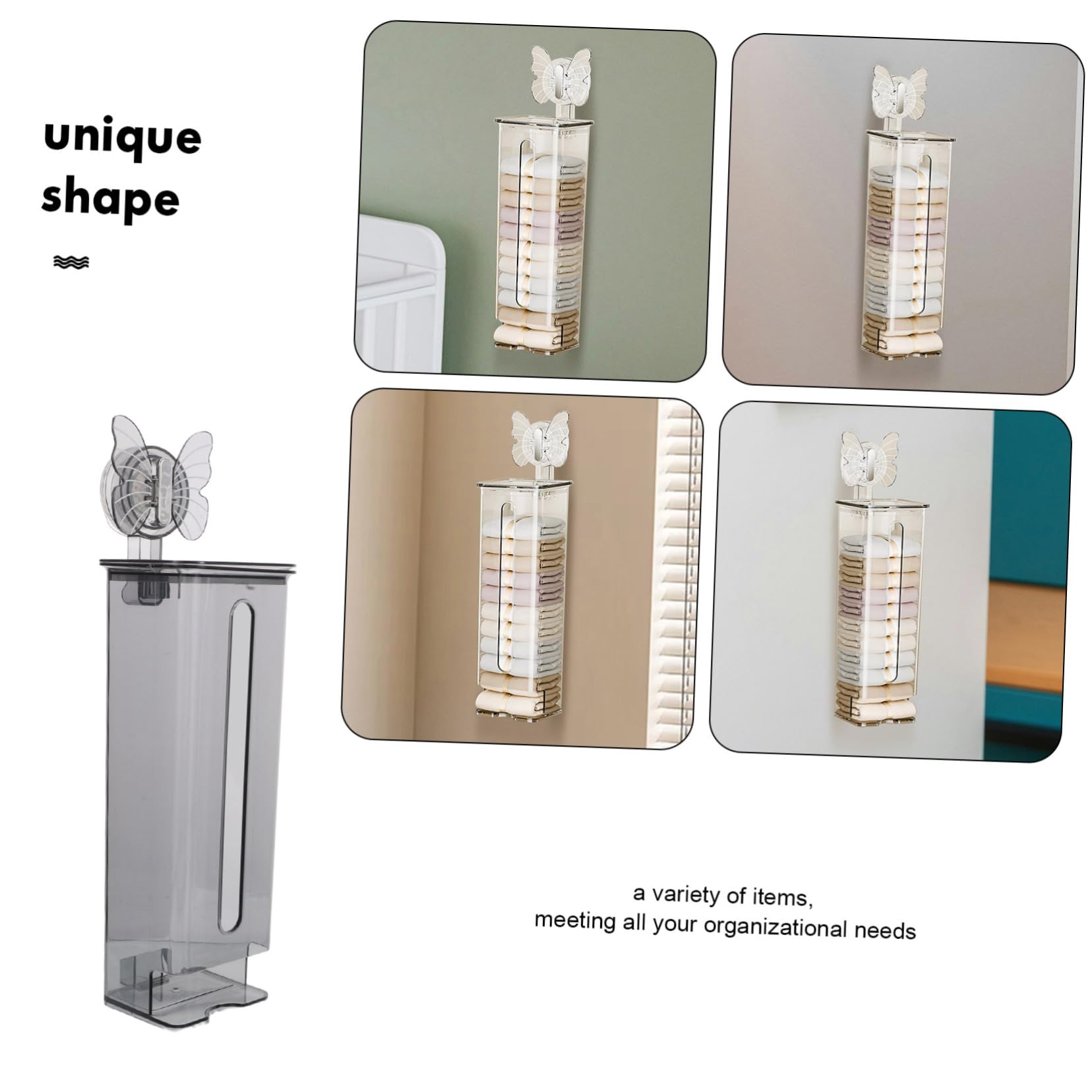 2 Stück Wandorganizer für Socken und Unterwäsche mit Saugnapf Pet mit Schutzdeckel Platzsparend für Kleiderschrank und Bad