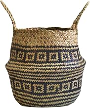 Hohopeti Laundry Hamper Large Seagrass Storage Baskets Indoor Planters Woven Basket Foldable Seagrass Flower Pot Wicker Plant Basket Laundry Basket Cloth Storage Basket Room Basket