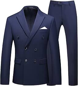 Blazer masculino de 2 peças com botões duplos e calça para smoking e calça para casamento, formatura, baile