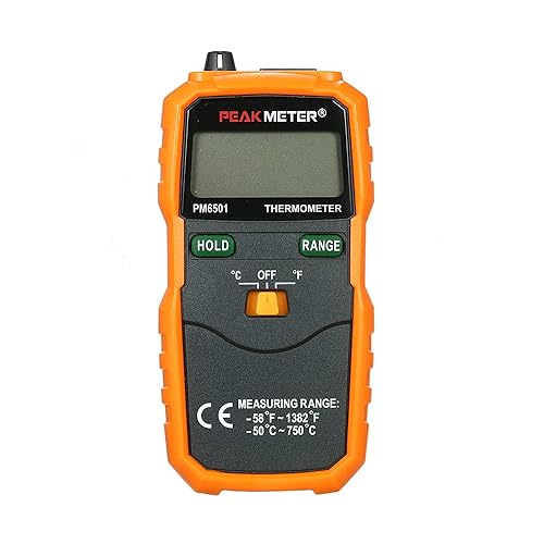 Probador, PM6501 Pantalla LCD K Tipo Temperatura Medidor Termopar WRetención de DatosTermómetro Digital de Registro, Naranja