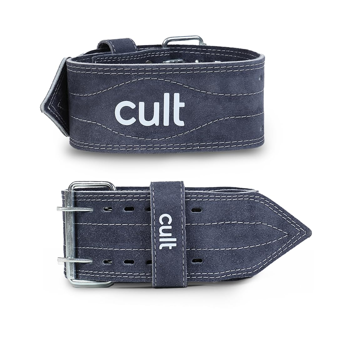 Cult Gym Belt Suede for Men and Women - Deadlift Belt for Workout, Weight Lifting, Powerlifting - Suede Leather Exercise Belt for Back Support Grey L