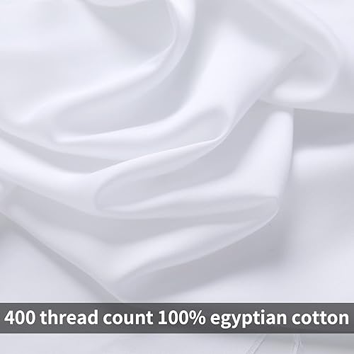 Miniatura 6 de Juego de funda de edredón tamaño King, color blanco, 100% algodón egipcio, juego de cama de 3 piezas, 1 funda de edredón (sin relleno) con 2 fundas
