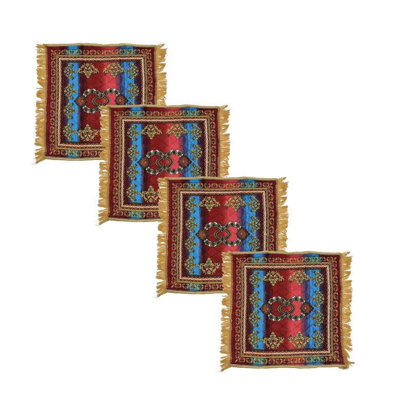 Image of BENAVJI Traditional Floral Printed Carpet Rug for Living Room | Soft Floor Mat with Decorative Tassel Border | Anti-Skid Multipurpose Area Rug for Bedroom, Hall & Home Decor Pack of 12