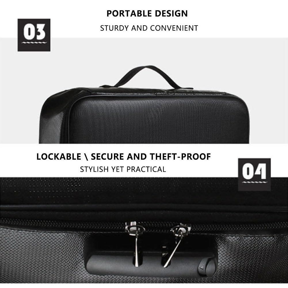 Bolsa Ignifuga Impermeable, Caja Ignifuga Documentos Ignífugo Resistente Al Agua Diseño con Cerradura de Combinación Black M