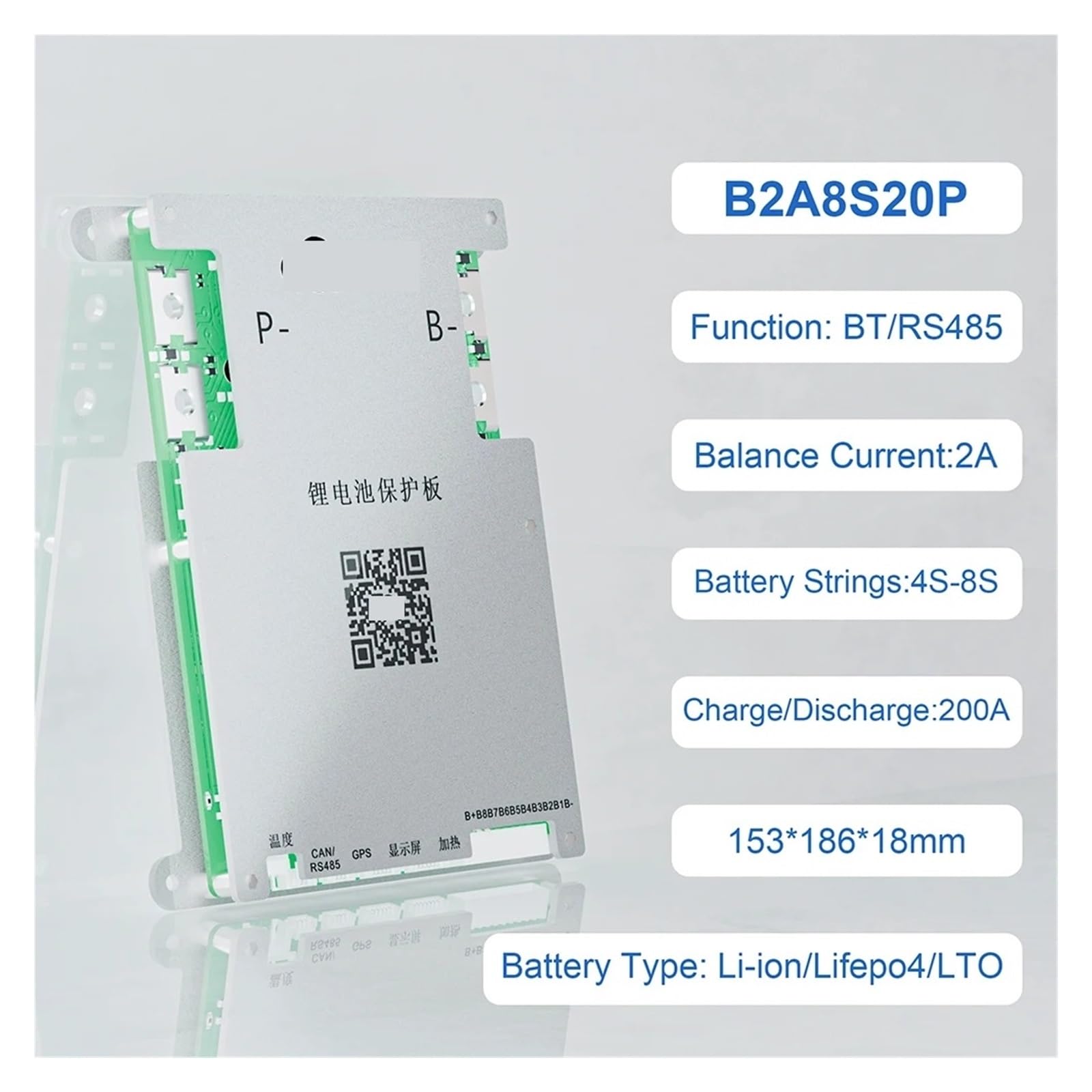 Akumulator litowo-jonowy Lifepo4 LTO 8S 24 V 200 A, aktywny balaner B2A8S20P BT Can RS485 3S ~ 8S(B2A8S20P)