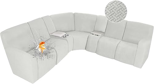 Miniatura 18 de ALIECOM Fundas 100% impermeables para sofá seccional reclinable en forma de L, funda elástica para sofá seccional reclinable de esquina, protector