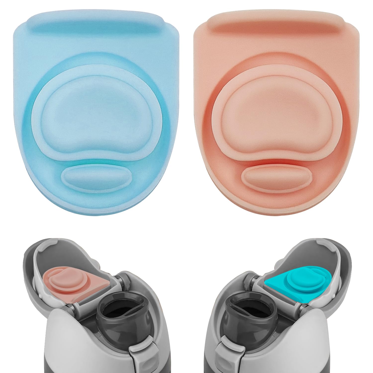 2pcs Replacement Stopper Compatible with Owala FreeSip 24oz 32oz, Water Bottle Top Lid Gasket Parts for Owala 19/24/32/40oz Water Bottle，Silicone Gasket Seal Bottle Cap Mouth Stopper Plug,Pink/Blue