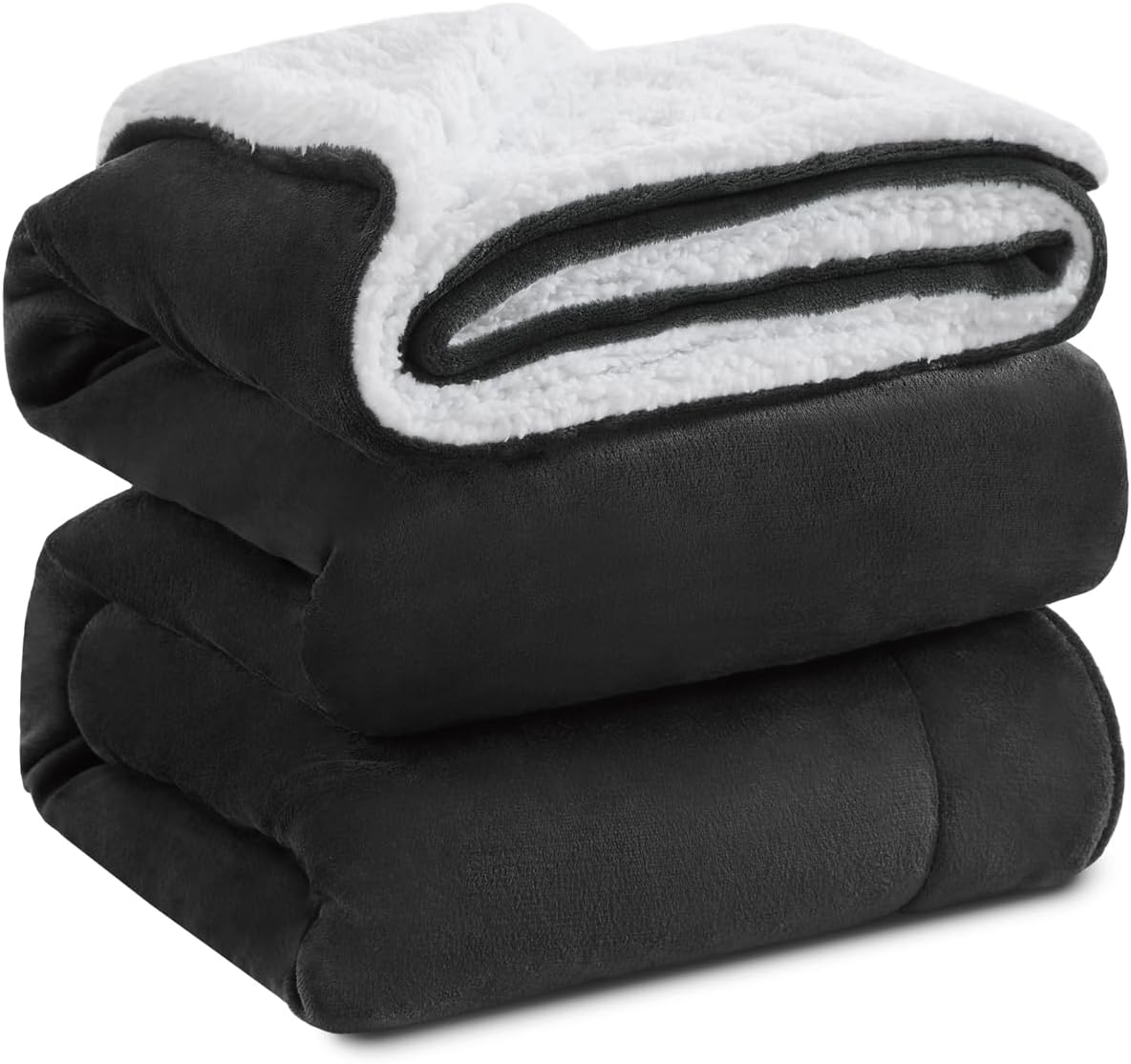 KAWAHOME Sherpa Fleece Queen Size Blanket for Bed - Extra Warm and Heavy Thick Blankets for Winter, Super Soft 500GSM Plush Blanket, 90"X 90" Dark Grey Queen(90" x 90") Dark Grey