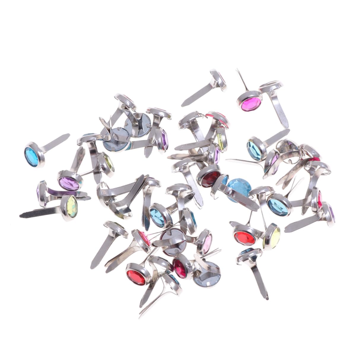 NUOBESTY 12 Colors Metal Scrapbook Brads Embellishments for Crafting Mini Round Brads Easy Install for DIY Projects