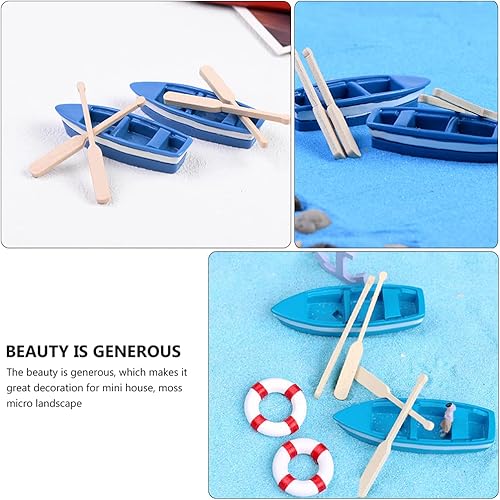 Miniatura 8 de Kisangel 5 juegos de botes de remos en miniatura con remos, modelo de canoa, modelo de canoa, figura de barco de juguete, decoración náutica para el