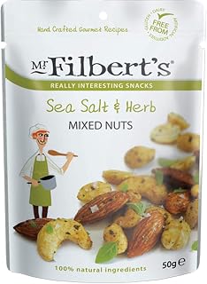 Mr Filbert's Sea Salt & Herb Mixed Nuts | Vegan, Dairy Free & Gluten Free | 100% Natural Ingredients | Roasted Peanuts, Cashews & Almonds with Mediterranean Herbs - 6 Packs of 1.8oz