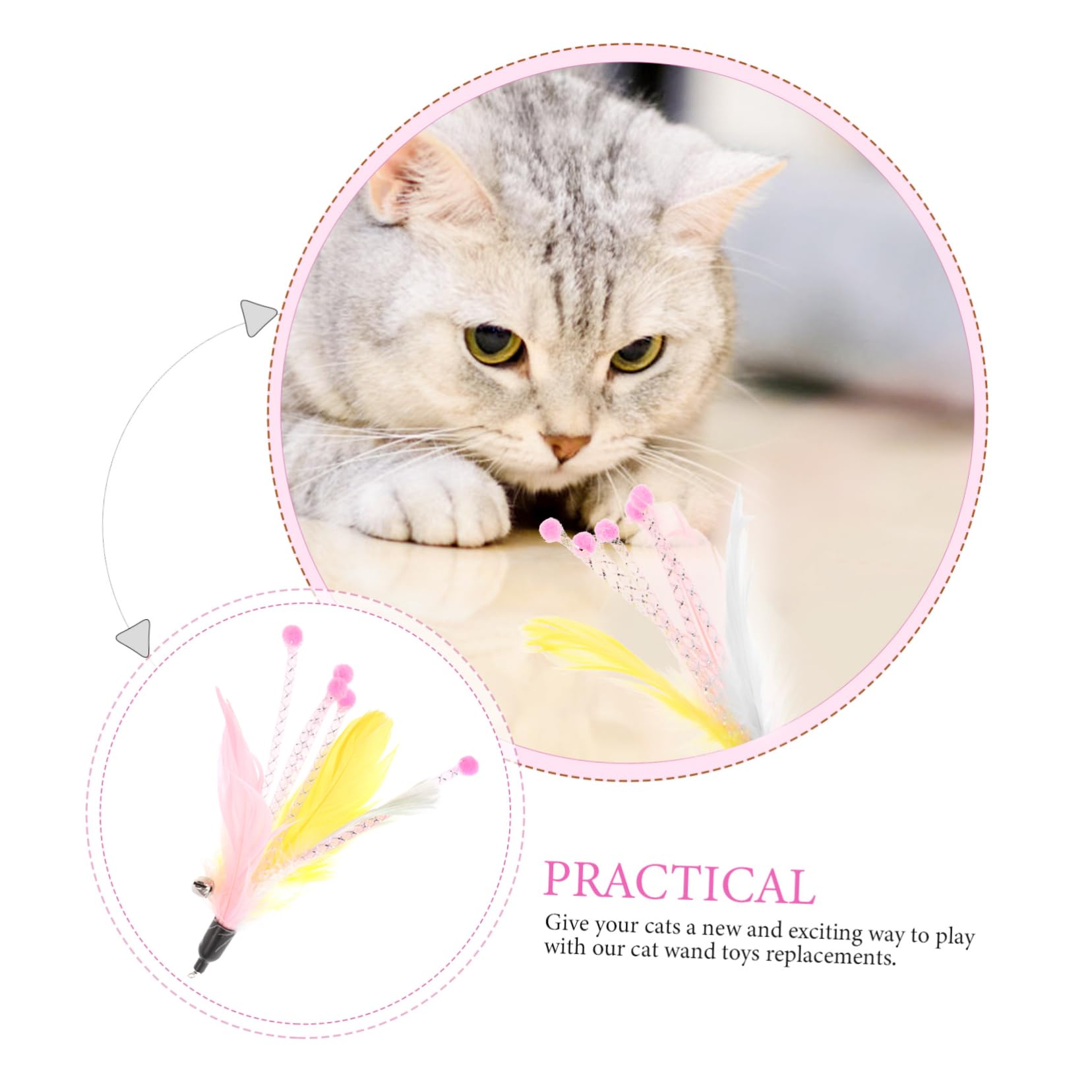 Yardwe 32stücke Teiliges Katzenspielzeug Federköpfen Interaktive Spielzeuge Für Katzen Kompatibel Mit Katzenangeln Und Spielstäben Fördert Aktives Spielverhalten Und Sorgt Für Spaß