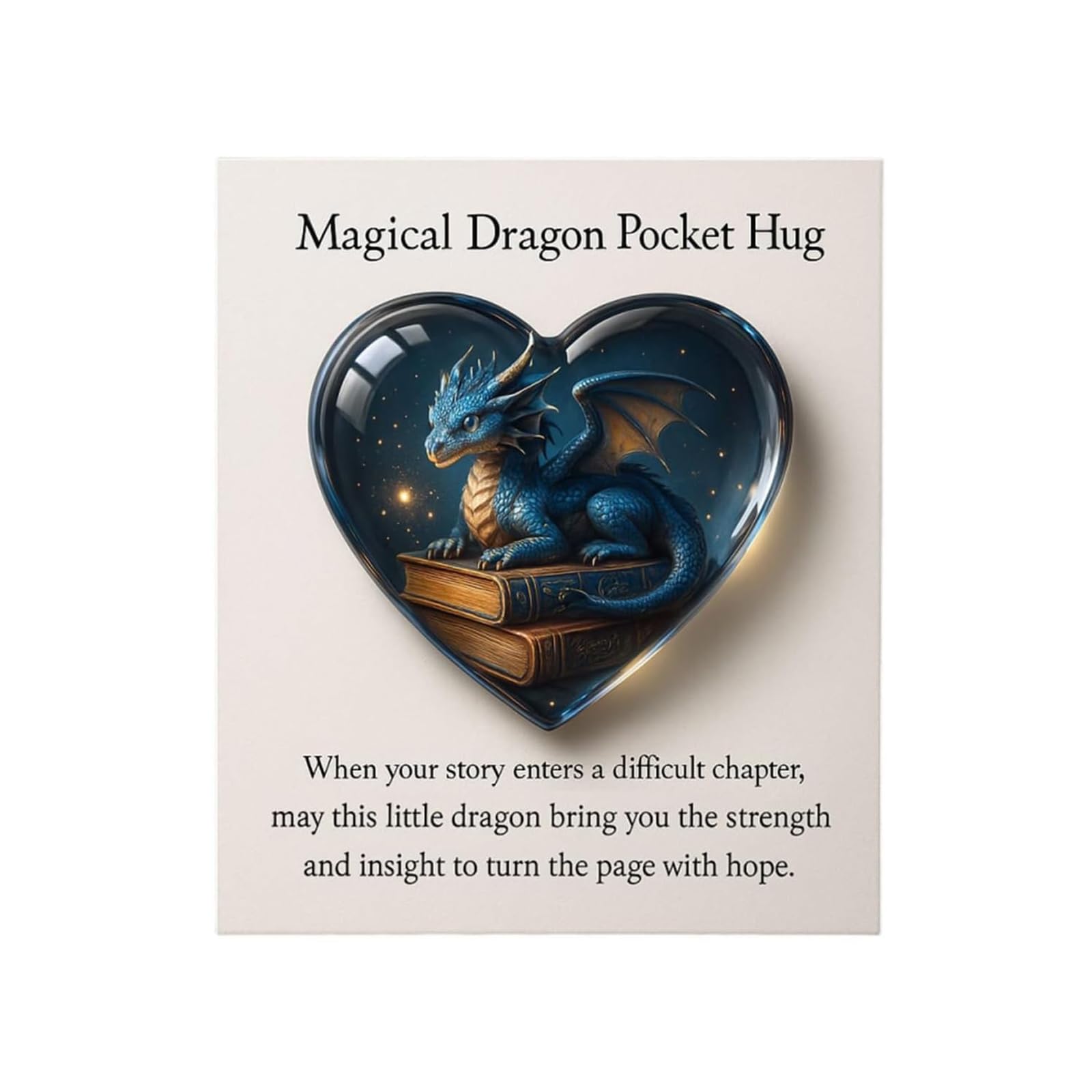 Magical Dragon Pocket Hug, Comfort Token Themed Pocket Hug with Greeting Cards, Heart Token Small Size for Friend Boyfriend Girlfriend Family, Emotional Support & Encouragement Gift for Friends