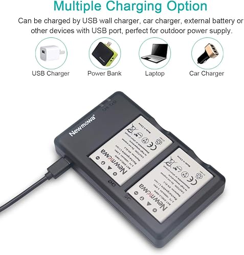 Miniatura 3 de Newmowa Batería de repuesto EN-EL5 (paquete de 2) y kit de cargador USB dual para Nikon Coolpix 3700, 4200, 5200, 5900, 7900, P3, P4, P80, P90,