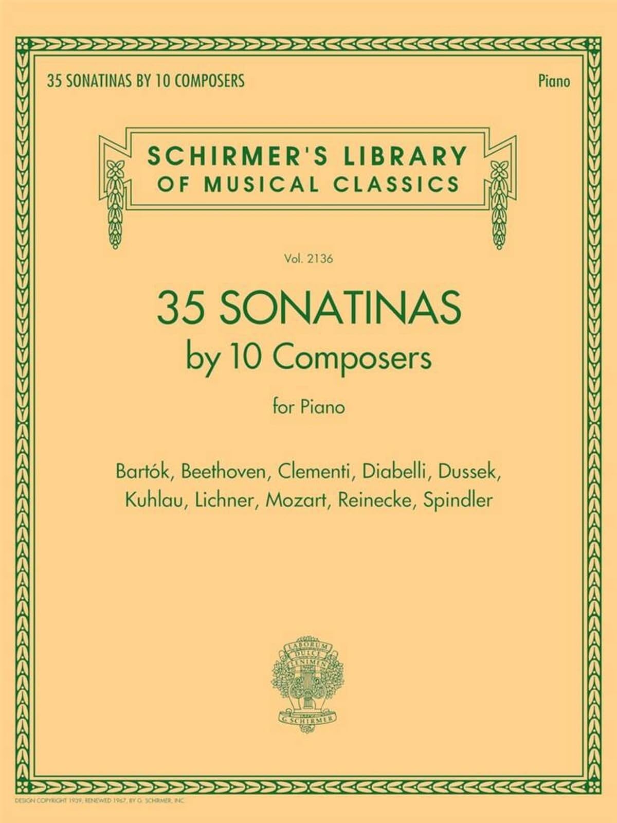 35 Sonatinas By 10 Composers For Piano: Schirmer's Library of Musical Classics Volume 2136