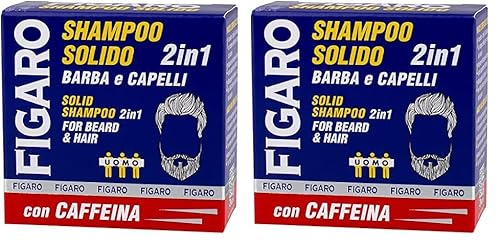 Milmil Shampoo Solido 2 in 1 per Barba e Capelli con Estratto di Caffè e Caffeina, Azione Energizzante, Senza Plastica - 70 GR (Confezione da 2)