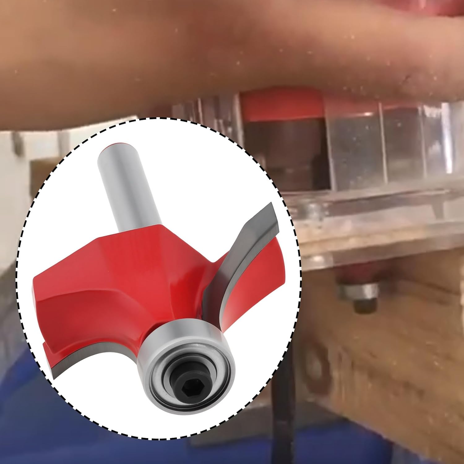 1/4" Shank Round Over Router Bit Carbide for Wood Panels Furniture Edges Cabinet Doors Red