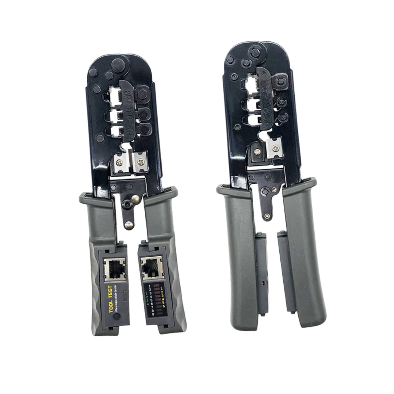 OSALADI Pinza Per Crimpare Cavi Con Spelafili e Tester Utensile Per Crimpare Pass-through Per Connettori in Acciaio Resistente