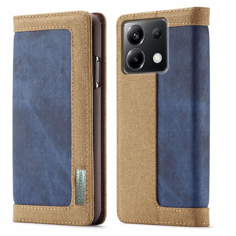 ClickCase Iconic Series for Poco X6 5G Soft Canvas Denim Cloth Leather Wallet Flip Case Kick Stand with Magnetic Closure Flip Cover for Poco X6 5G (Blue & Beige) (B0D1XXS1HC) Amazon Price History, Amazon Price Tracker