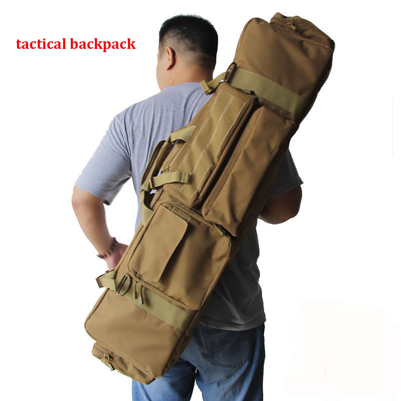 Bolsa para Rifle,Mochila Táctica Suave para Rifle Largo,Funda Acolchada con Correa Lateral para Escopeta,Funda Táctica para Carabina/Khaki