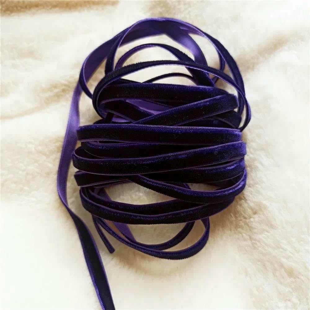 mm, 5–300 Yards, einseitiges Samtband für handgefertigte Blumenstraußverpackungen, Heimparty-Dekoration, Weihnachtssamtband, Lilablau V032, 6 mm x 50 Yards