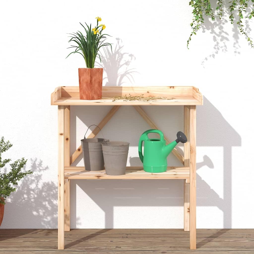 Genérico Mesa para Plantas con Estante Madera Maciza Abeto 78x38x82,5 cm,Soportes para macetas-156349