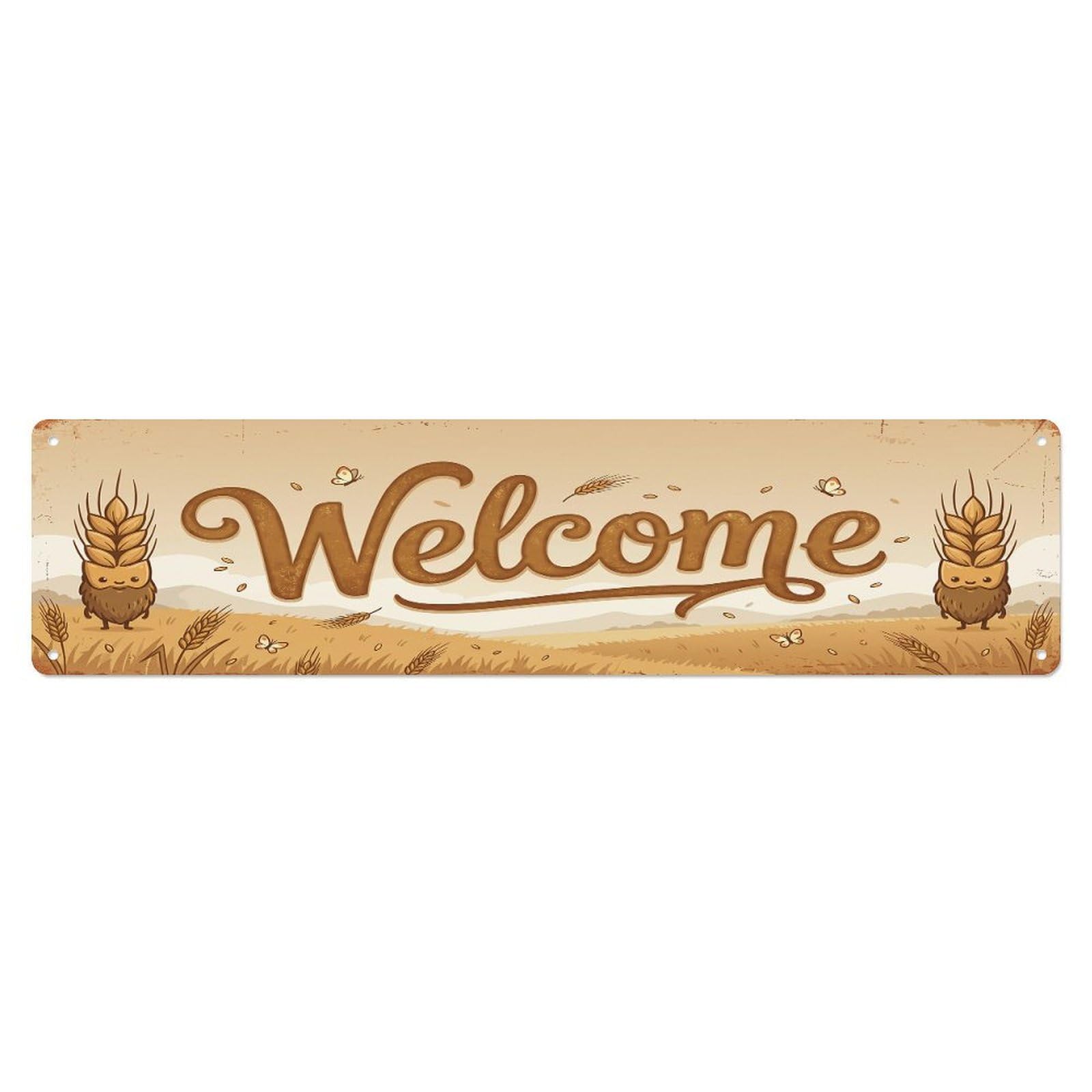 Olhnbad 4X16inch(10X40cm) Vintage Welcome Barley Harvest Metal Tin Sign