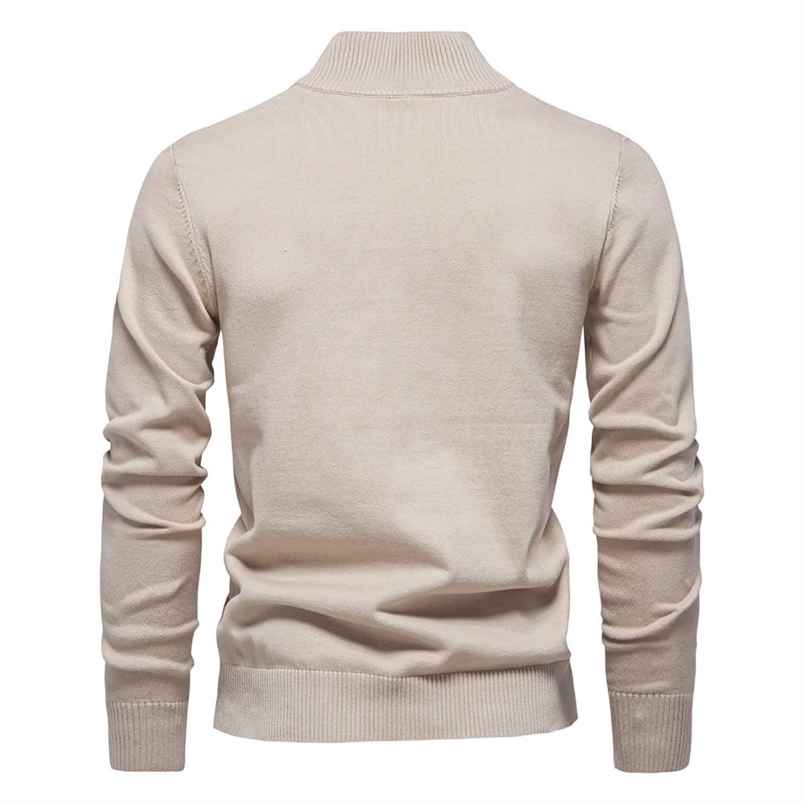 Pull Homme Fermeture Éclair, Pull De Travail Homme,Pull De Couleur Unie pour Hommes Col Montant Demi-Fermeture éClair Haut Slim Nouvelle