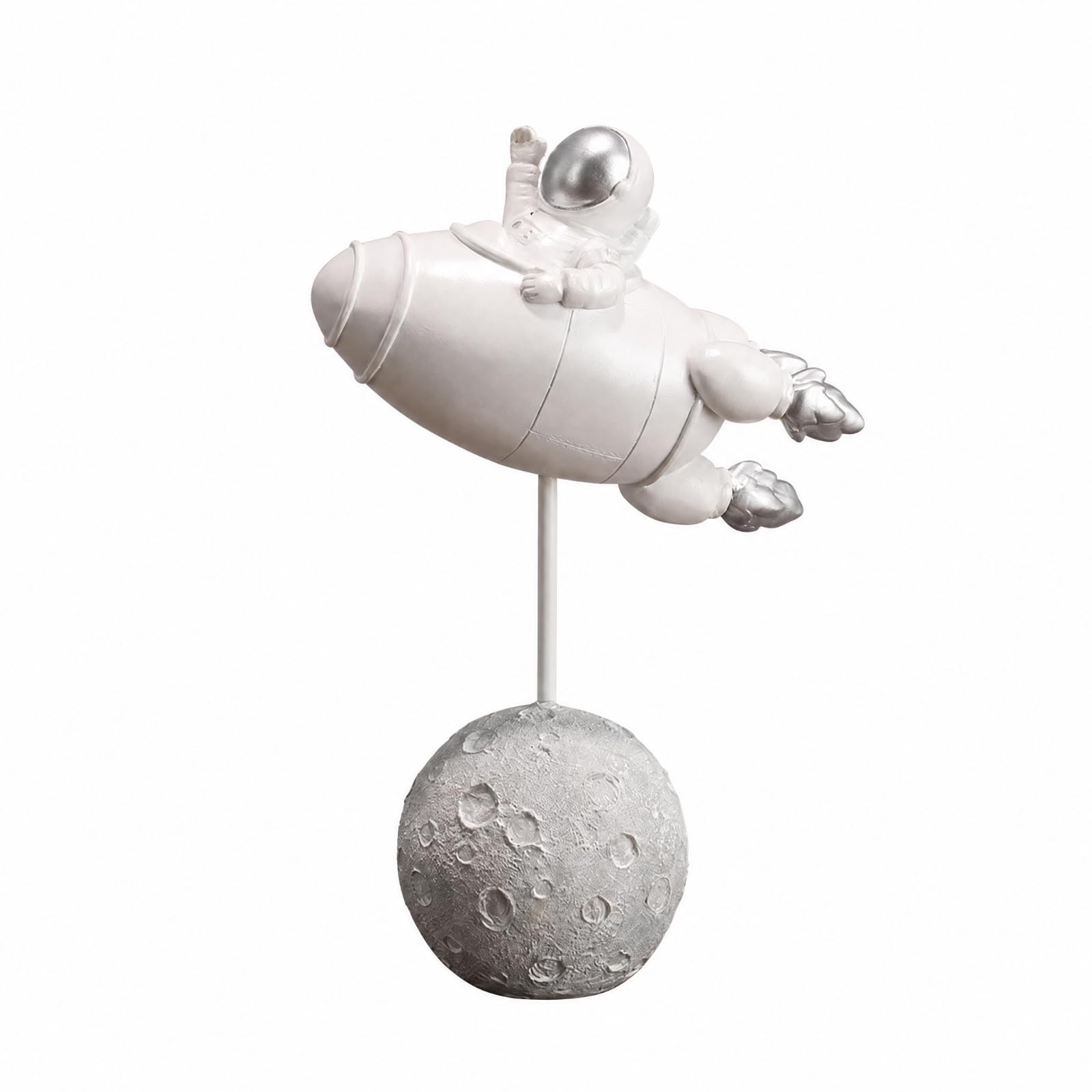 F Fityle Figura Nave Temático Figura Hombre con Nave Cósmico Metálico Estatuas Cósmico Resina