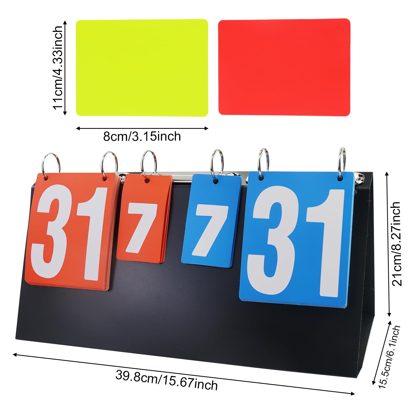 Tabellone segnapunti Portatile, segnapunti pallavolo, Flip Sport Scoreboard, con 2 cartoncini arbitri, per Pallacanestro, Calcio, Badminton, Ping Pong, Tennis