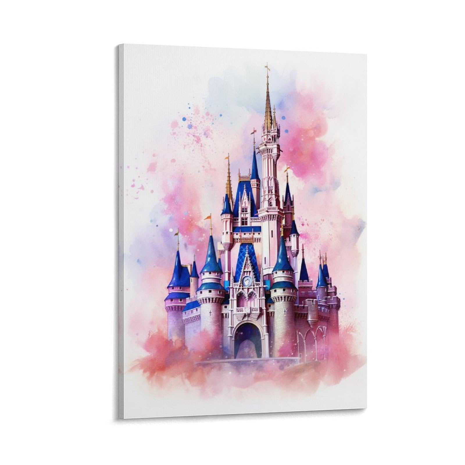 Foccar Frame-Style-3 Modern Fantasy Castle Printed Canvas Posters Watercolor Castle Fairy Tale City Wall Decor For Living Rooms Bedroom Wall Art
