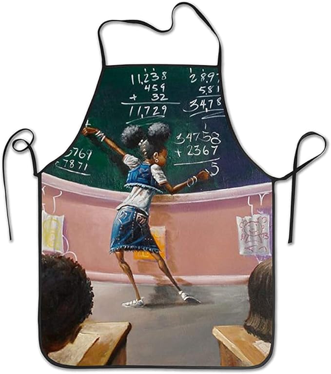 African American Student Girl Waterproof Apron Novelty Kitchen Creative