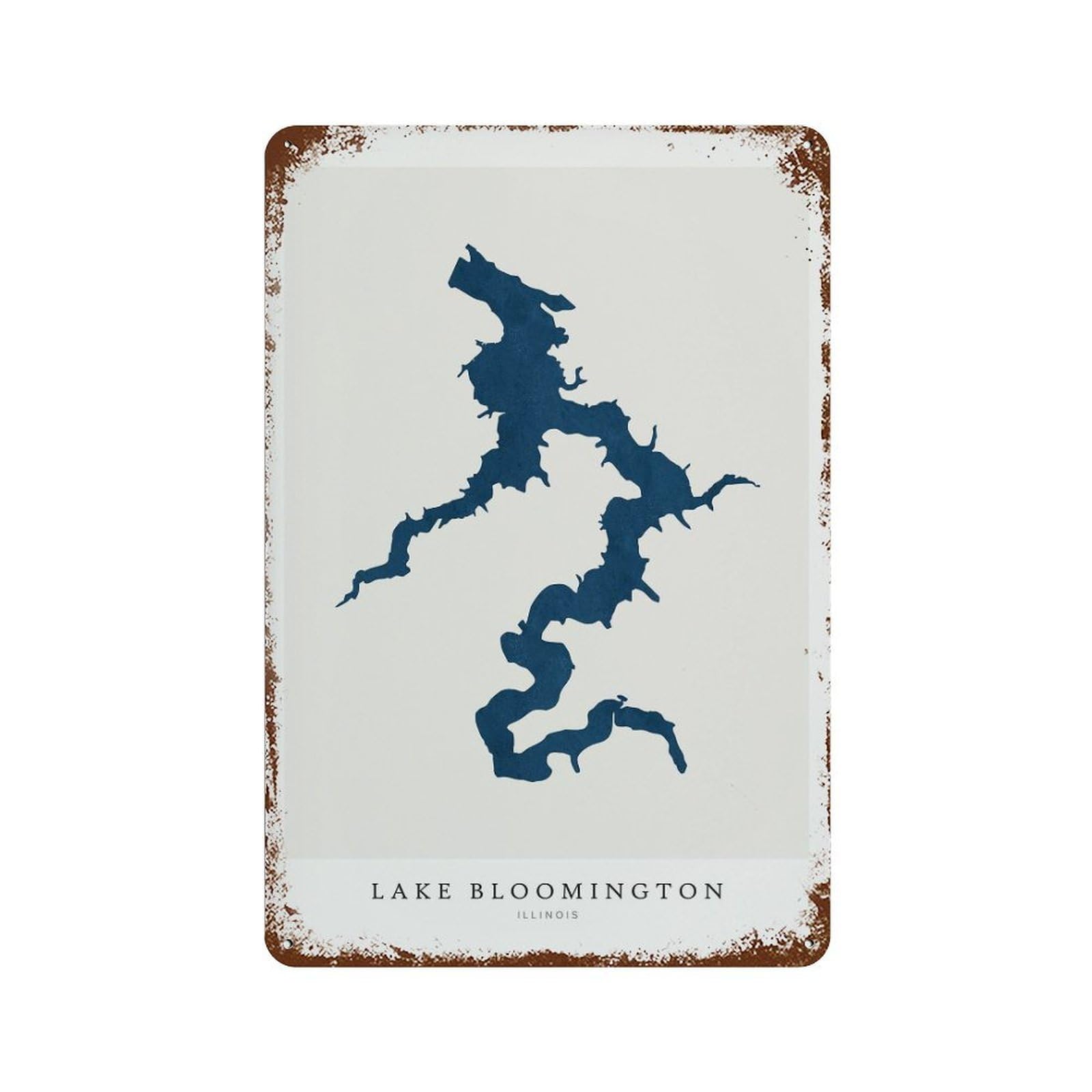 xiaoxiaoshen Lake Bloomington Map House Gift Illinois (2) Wall Decor Art Metal Tin Poster Modern Home Decor Art Home Bar Shop Decorations Vintage Sign 30x20cm