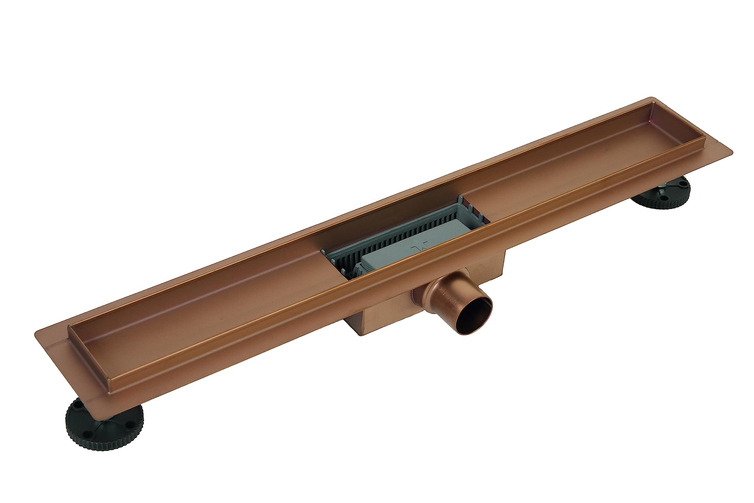 Odpływ liniowy 60 miedziany ze stali nierdzewnej, niski 52mm, kompletny zestaw z dużym sitkiem, odpływ prysznicowy dwustronny z panelem lub pod płytkę, Duplex Next 2w1