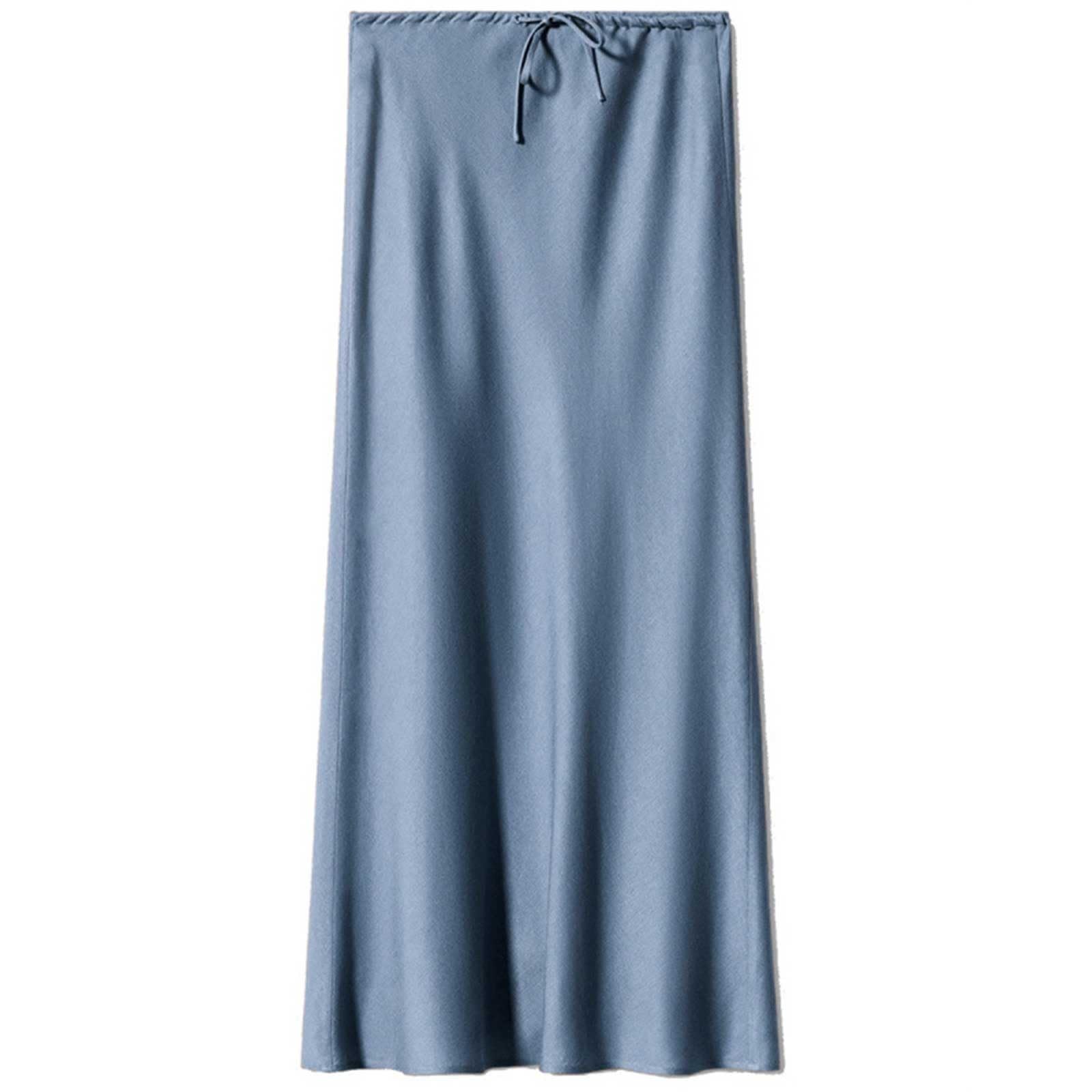 Jupe longue pour femme Taille haute Cordon de serrage Couleur unie Ballerine Fille