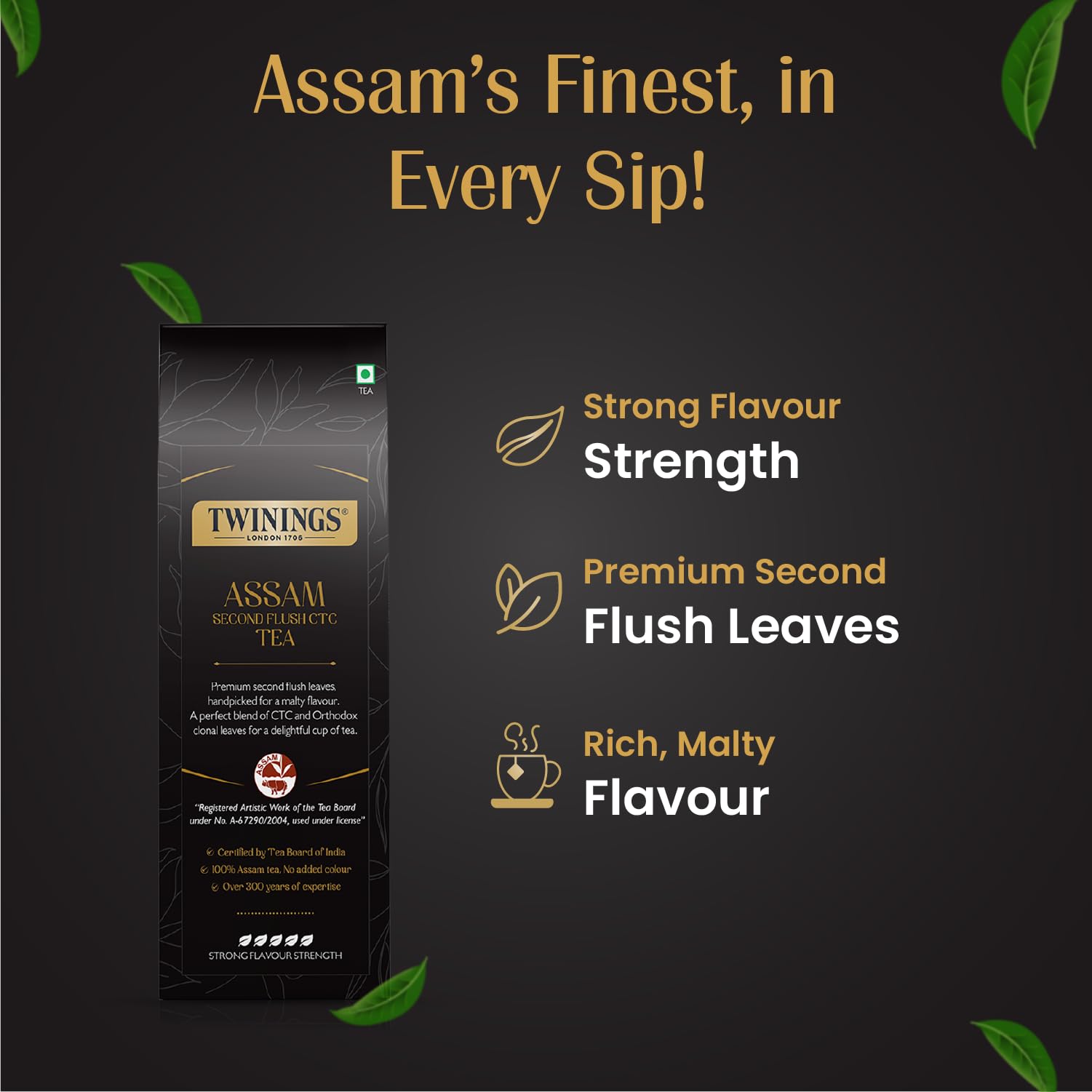 Twinings Assam Second Flush CTC Tea, 250g | Pack of 1 | 100% Assam Tea | Strong Flavour Strength | For Malty, Robust Flavour | No Added Colour - Image 8 thumbnail