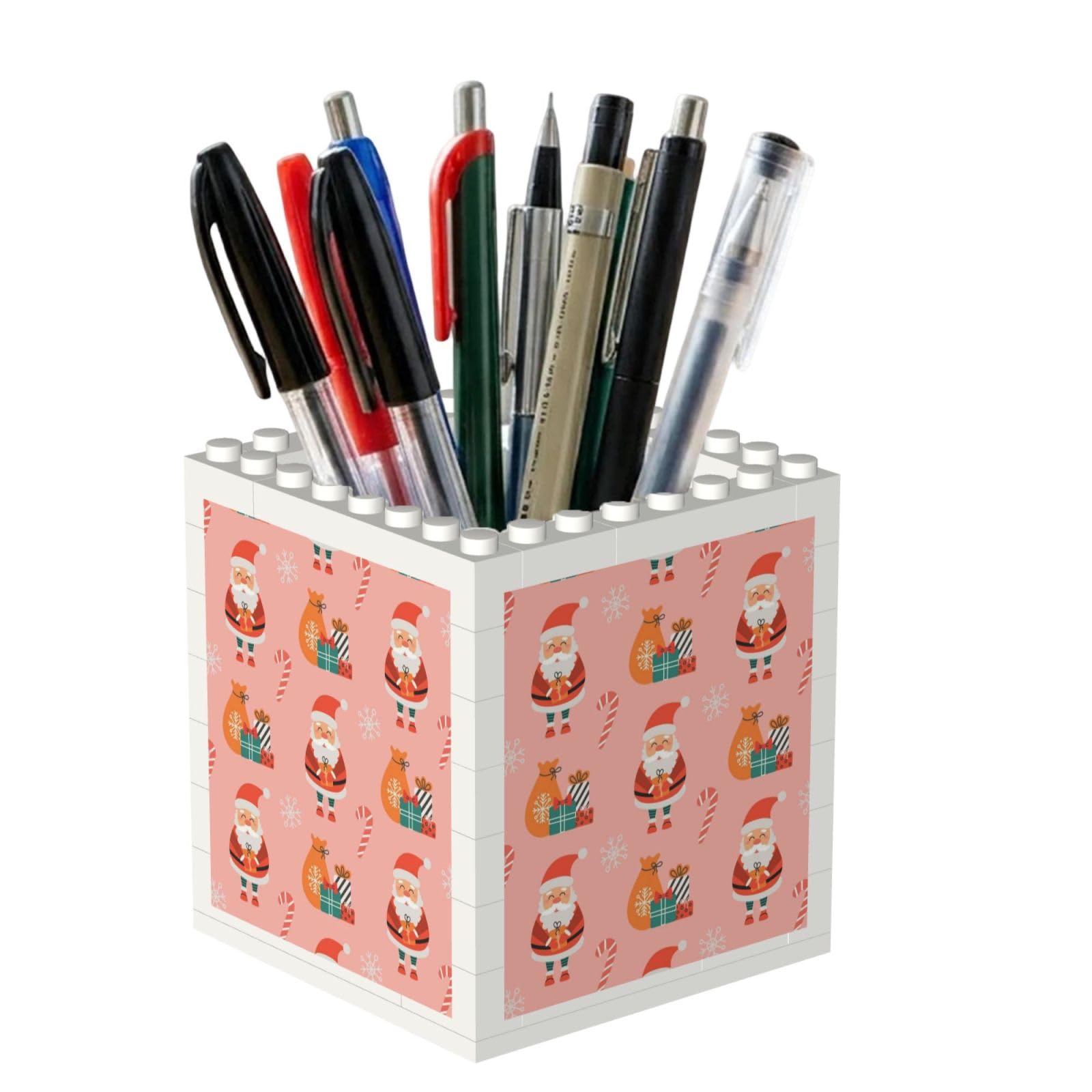 Poadnly Cute Christmas Santa And Gifts Pattern, Pen Pot Pencil Holder for Office Home School, Compact Desk Organiser for Office Stationery