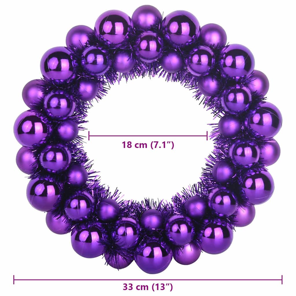 Weihnachtsballkränze lila Polystyrol 33 x 33 x 7 cm 2 Stück für Innen- und Außenbereich mit festlichem Baumschmuck und dekorativem Adventskranz für Wohnzimmer und Tannenbaum
