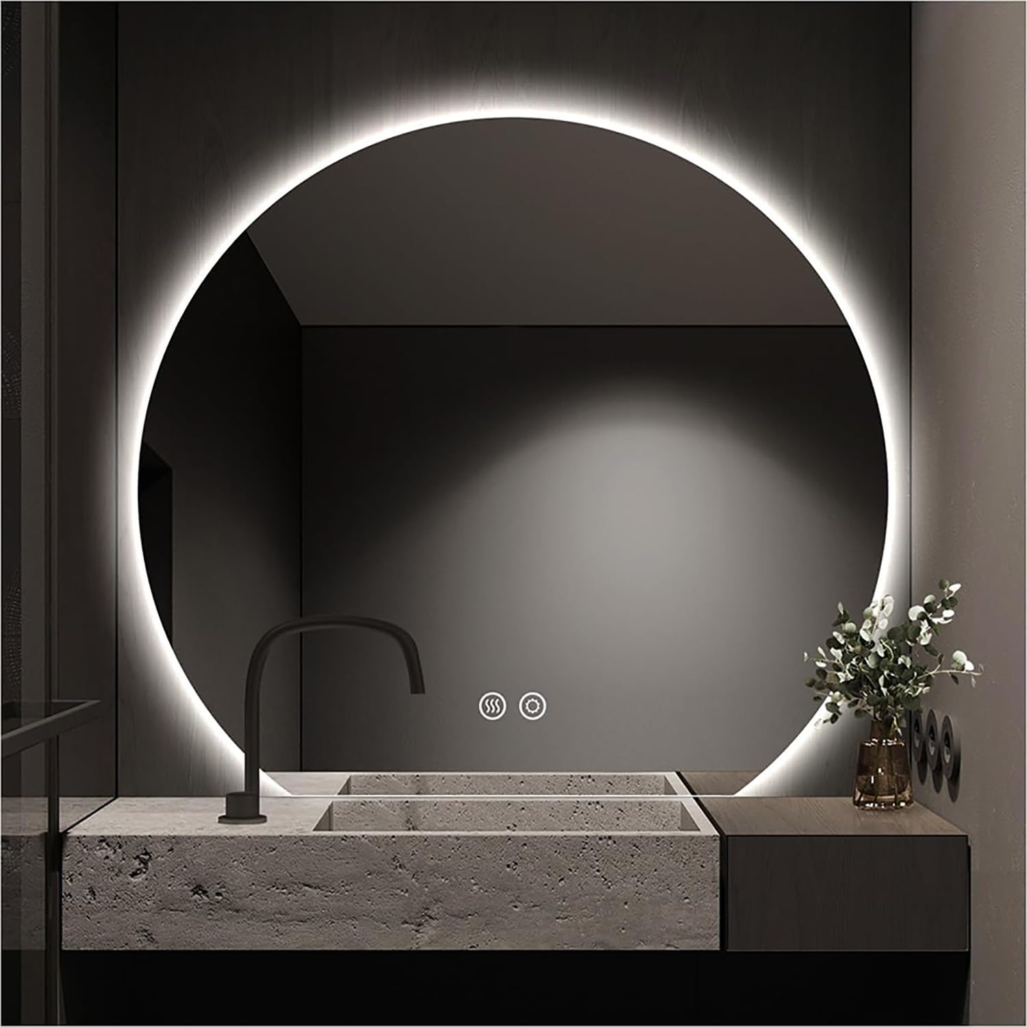 Miroir mural de courtoisie rétroéclairé pour coiffeuse moderne et bain