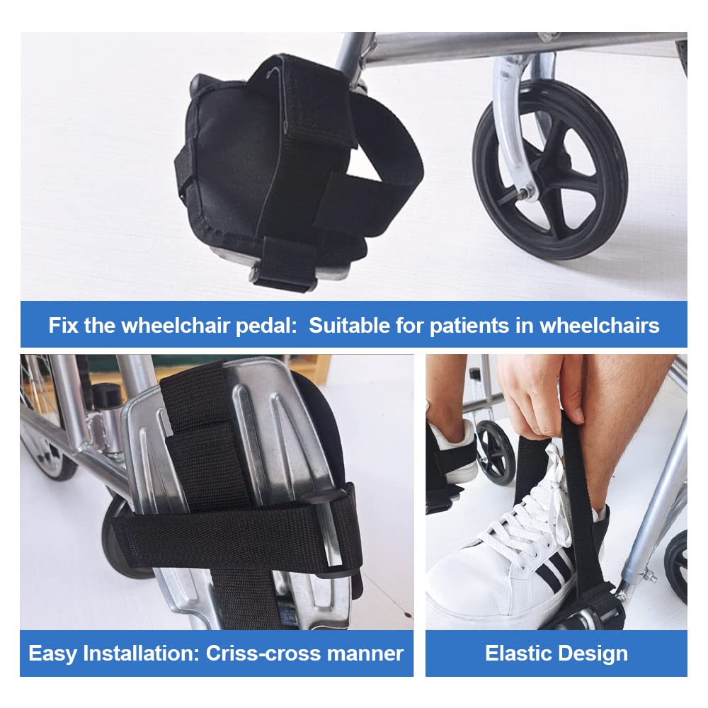 Correas de zapatos de retención para sillas de ruedas, Soporte de zapatos ajustable para reposapiés para sillas de ruedas, Soporte de fijación de zapatos para adultos mayores y discapacitados