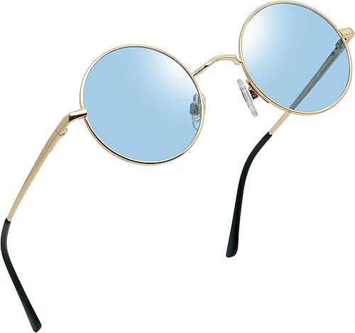Joopin Lentes de sol redondos pequeños retro, redondos, hippie, polarizados, protección UV400, pantallas de metal para hombres y mujeres