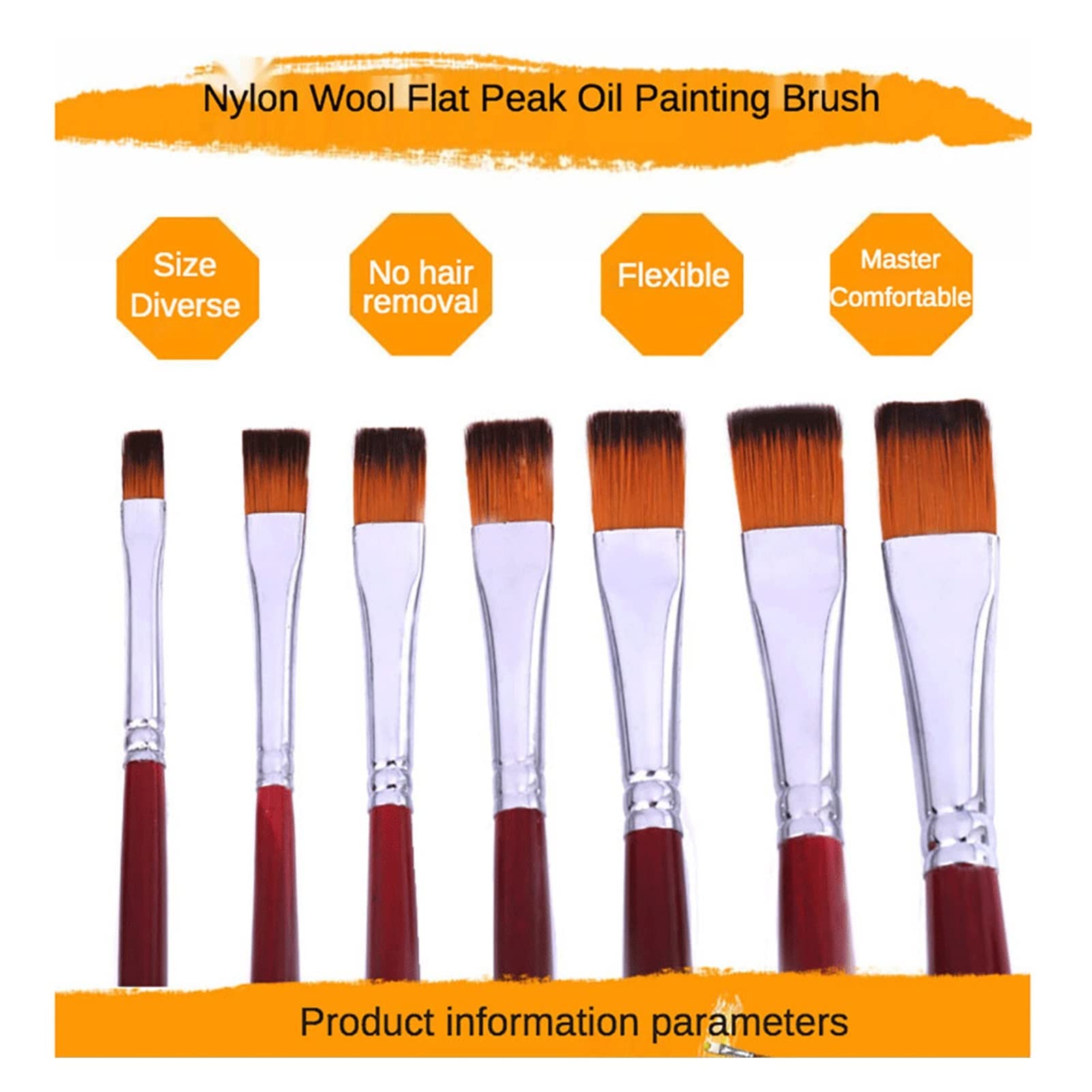 Stylo à huile en nylon deux tons plat 12 ensembles de pinceaux art aquarelle peinture pinceau de peinture (couleur : A, taille