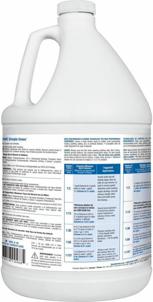 Simple Green EXTREME AIRCRAFT AND PRECISION EQUIPMENT CLEANER, 1 GAL, BOTTLE, 4/CARTON