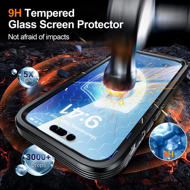 Image of LuxuryKase Shockproof Front & Back Cover for iPhone Air with Full Body Protection | Strong Grip | Camera & Screen Guard | Wireless Charging Support | Durable TPU+PC Design - Black