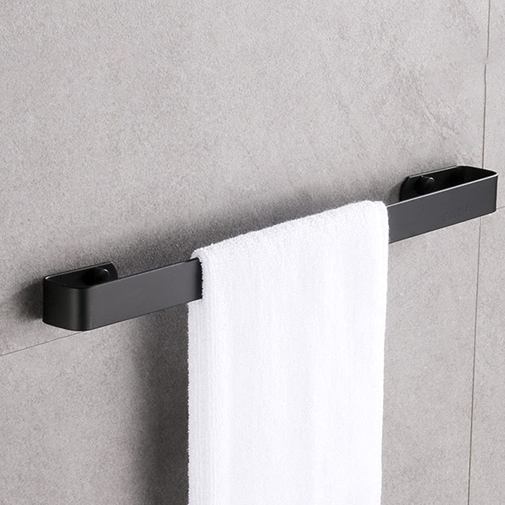 Toallero de acero inoxidable con adhesivo adhesivo, fácil de instalar, para baño y cocina (30 cm, negro)