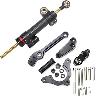 Steering Damper For Kawasaki For Z900 Z 900 2022 2021 2020 Motorcycle Steering Stabilizer Damper Mounting Stabilize Steering Damper Mount Bracket Motorcycle Damper (Color : Fiber-Black)