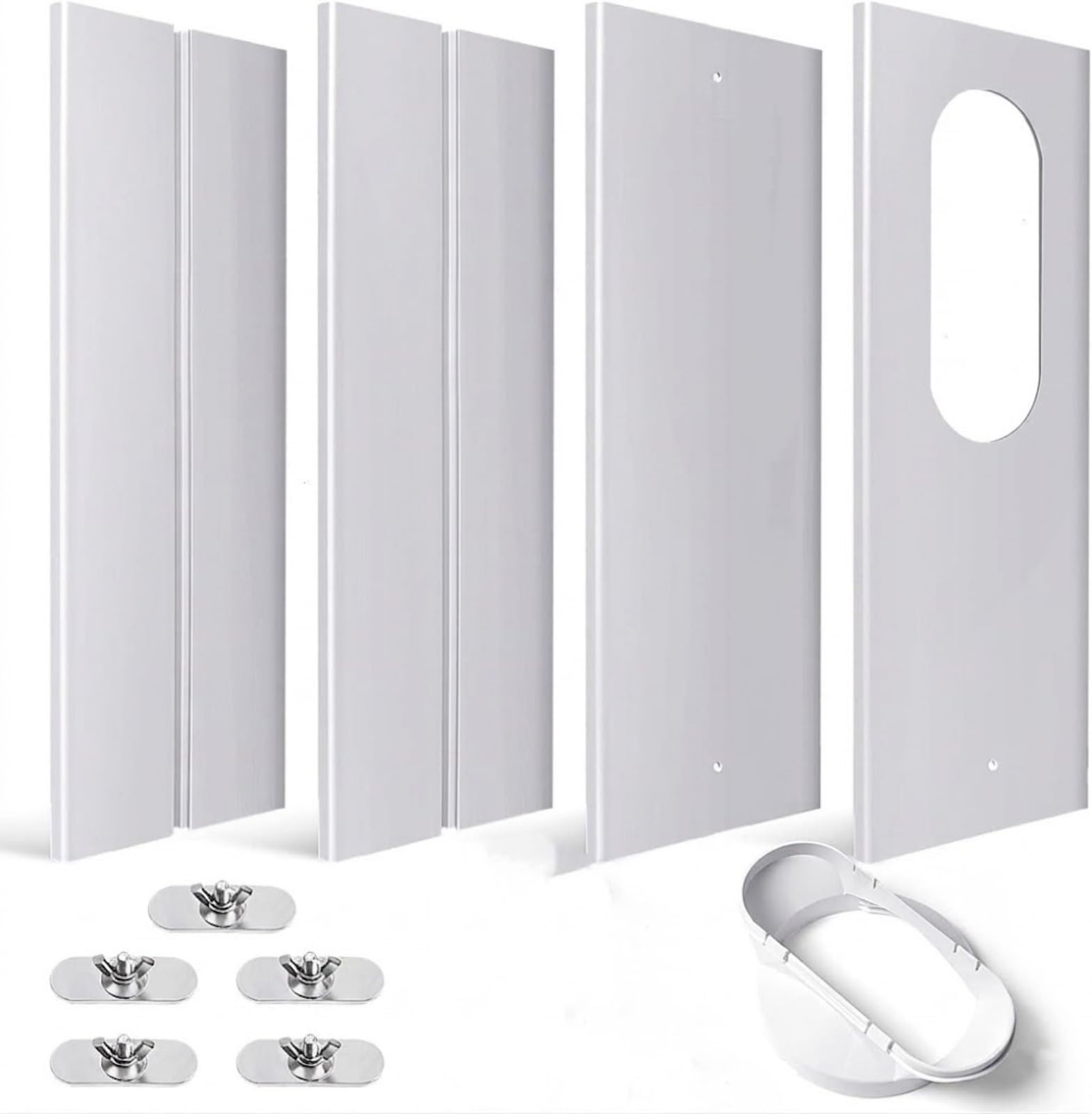 Kit Finestra Condizionatore Portatile Universale, 4 Pannelli (10x43 cm) Regolabile Fino a 140 cm, Adattatore per Finestre e Porte Scorrevoli, Guarnizione Sigillante Senza Fori per Isolamento Termico